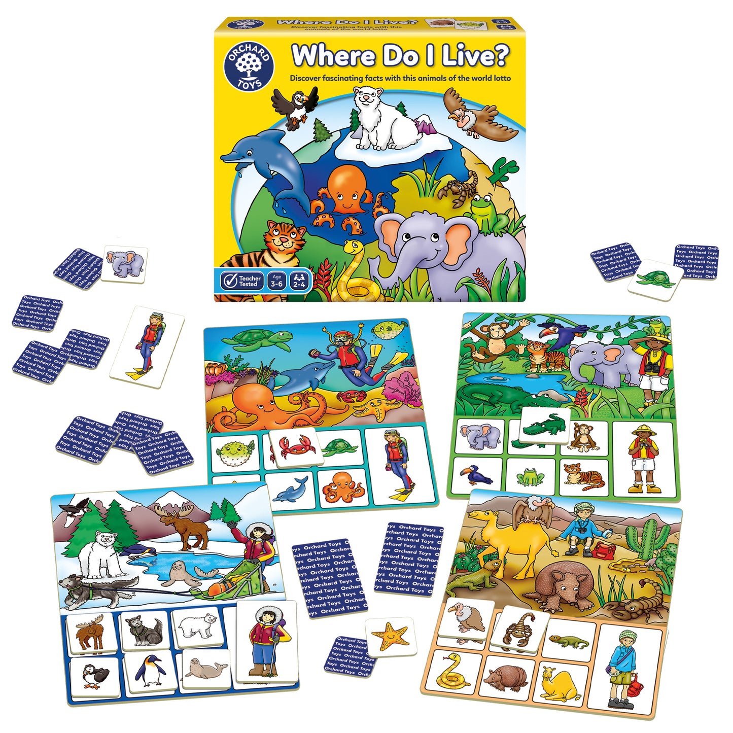 Orchard Toys Where Do I Live? Animals of The World Lotto Game