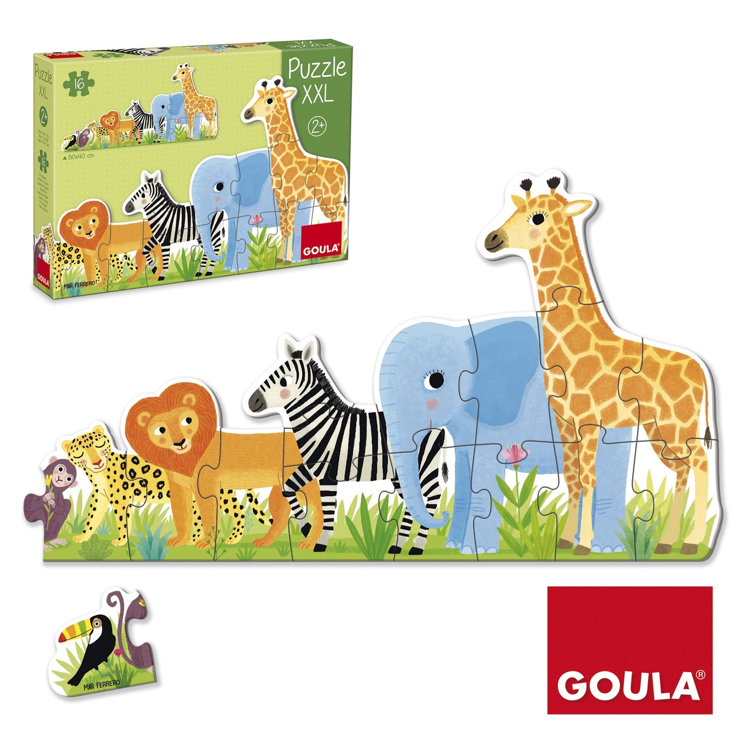 Goula Puzzle XXL Jungle Animals From Small to Large