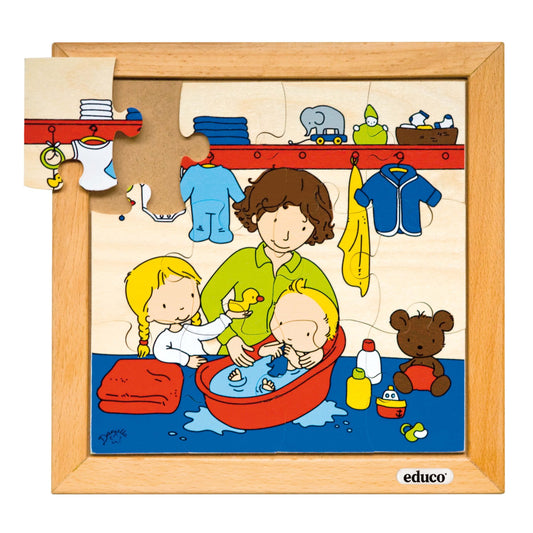 Educo Self-care Skills Wooden Puzzle - Bath for Cleaning  幼兒自理學習實木拼圖 - 洗澡