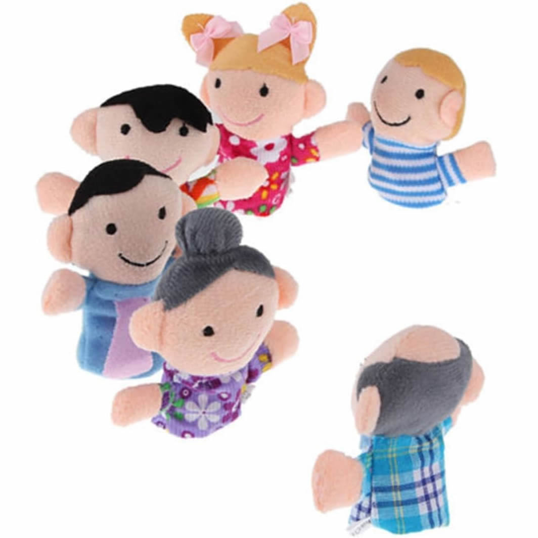 People Family Members Finger Puppet Set of 6 毛絨玩具 一家六口指偶 一套六個