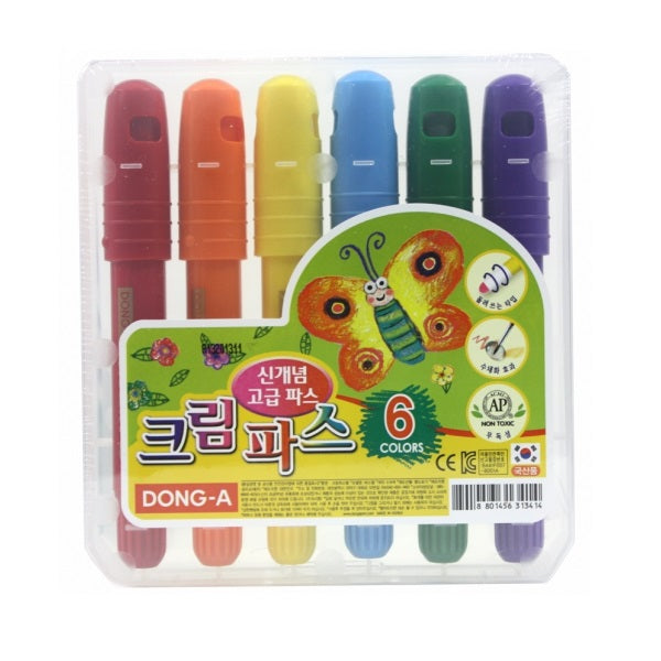 Dong-A Cream Pas Crayon 6 Colours Pack 幼兒旋轉軟蠟筆6色