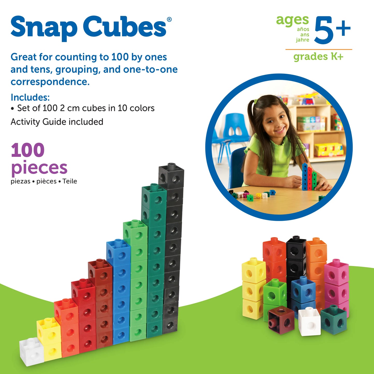 Learning Resources Snap Cubes Set of 100 (2cm cubes. 10 colors)