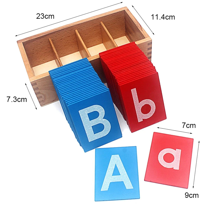 Kindermatic Montessori Lower and Capital Case Sandpaper Letters with Boxes 蒙特梭利 大寫及小寫英文字母沙板含木盒