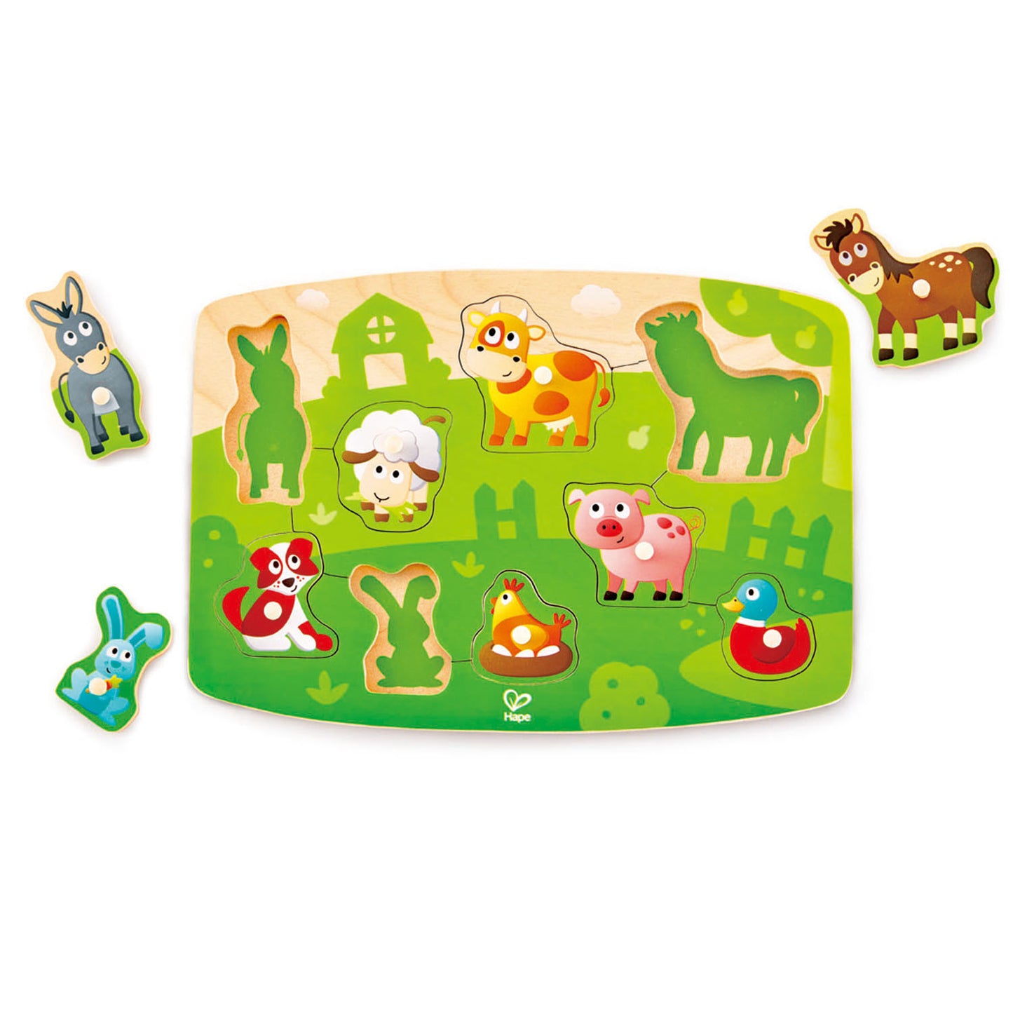 Hape Farmyard Peg Puzzle  三階-農場動物小抓手拼圖