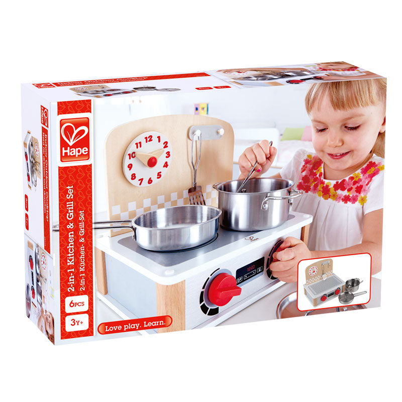 Hape 2-in-1 Kitchen & Grill Set  北歐風雙面迷你廚房