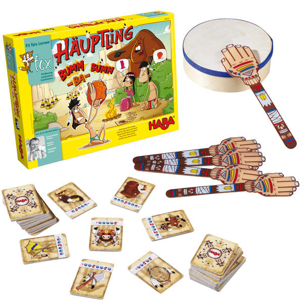 Haba 300124 Chief Pat-a-bang Game 印第安密碼 拍鼓猜圖 手耳協作遊戲