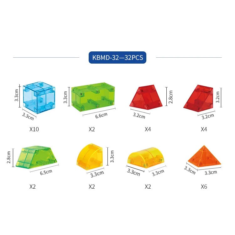 Kebo Magfun-Cuboid 3D Magic Magnetic Contruction Blocks 32pcs Set 磁力魔方方塊