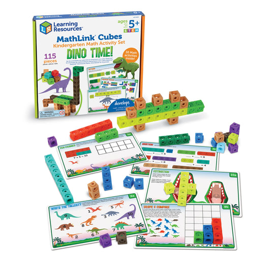 Learning Resources MathLink Cubes Kindergarten Math Activity Set Dino Time!