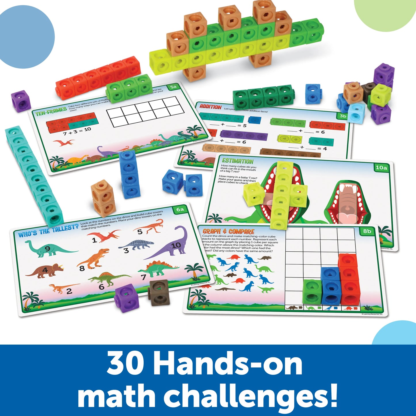 Learning Resources MathLink Cubes Kindergarten Math Activity Set Dino Time!