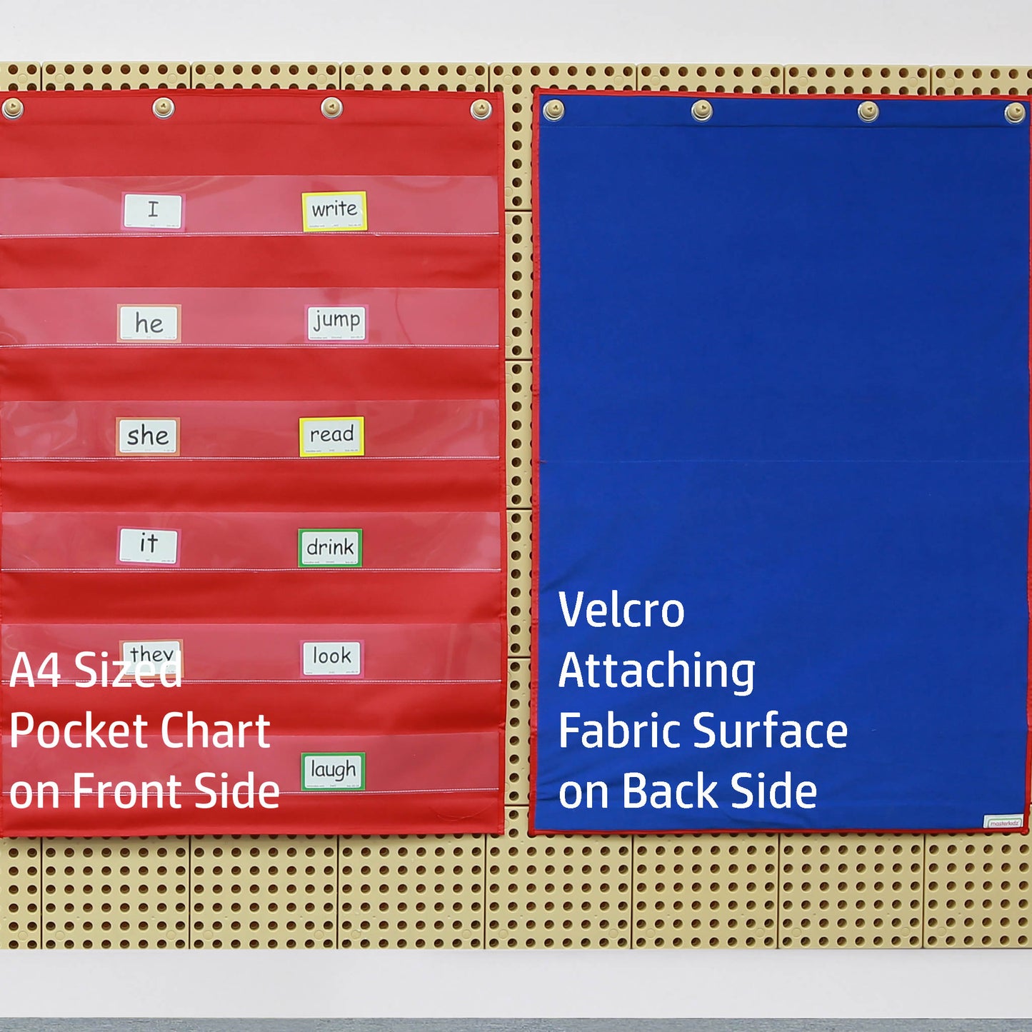 Masterkidz Pocket Chart and Velcro Attaching Fabric Surface Double-Sided 雙面可用插卡袋及魔術絨布