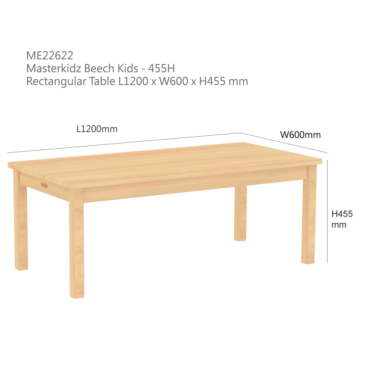 Masterkidz Beech Kids Rectangular Table L1200 x W600 天然櫸木長方形桌