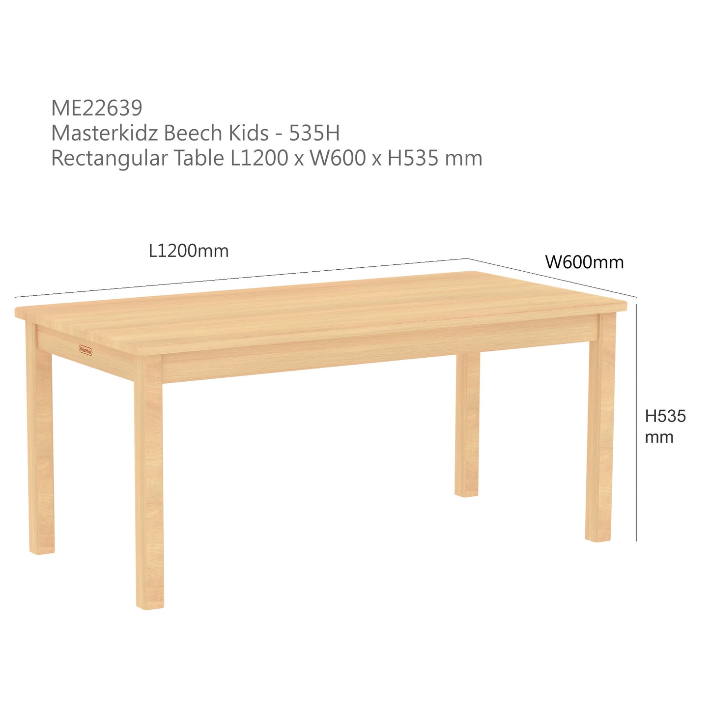 Masterkidz Beech Kids Rectangular Table L1200 x W600 天然櫸木長方形桌