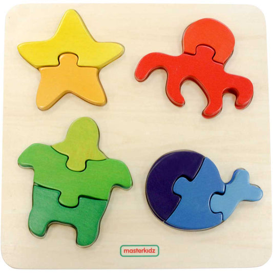 Masterkidz Chunky Jigsaw Puzzle - Sea Creatures 厚櫸木塊嵌入式拼圖 - 海洋生物