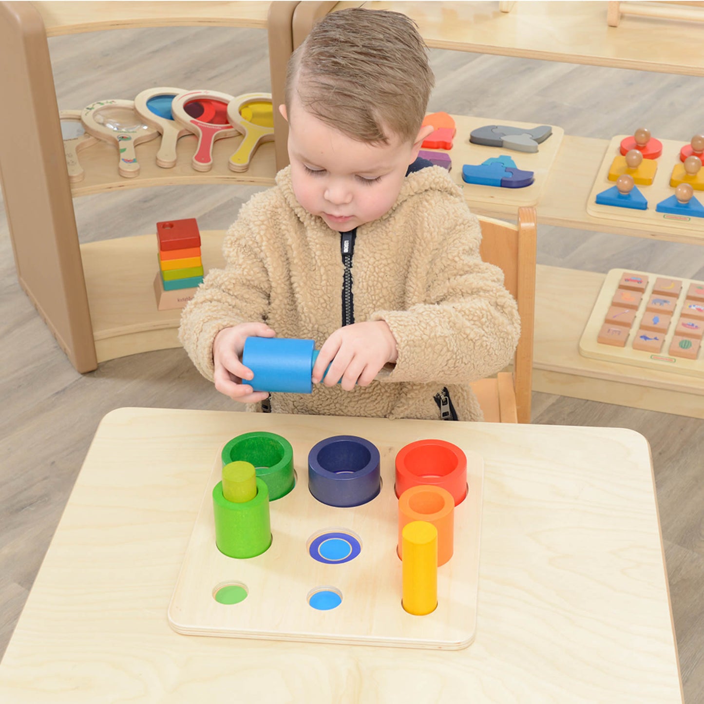 Masterkidz Nesting Wooden Tubes Handy Learning Board 大小及長短小型學習板