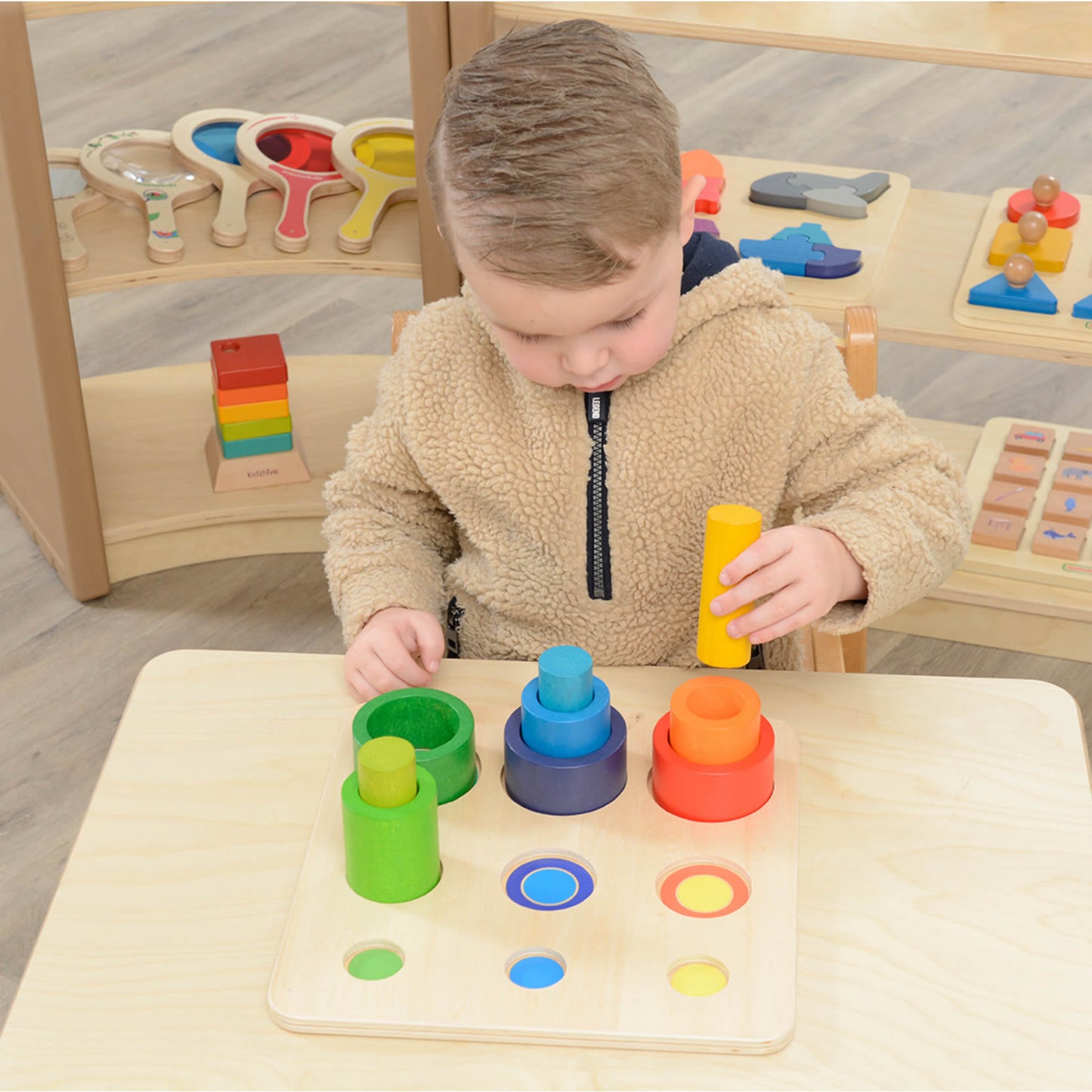 Masterkidz Nesting Wooden Tubes Handy Learning Board 大小及長短小型學習板