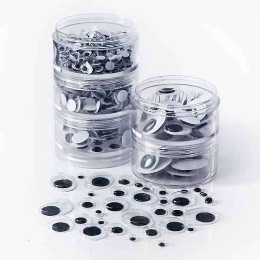 Kindermatic Plastic Wiggle Googly Eyes 5 Mixed Sizes Assorted Caddy Black Stack of 560片 塑料黑白可移動動眼手工配件