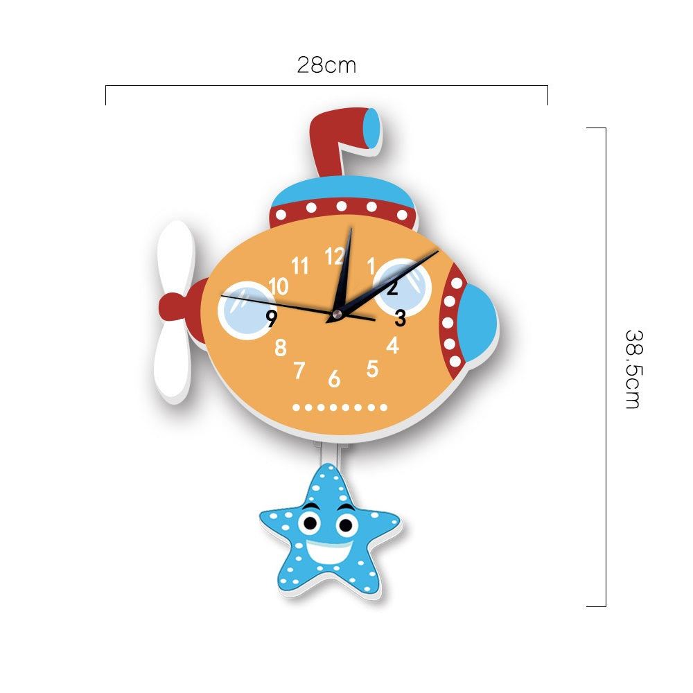 Kid's Pendulum Wall Clock - Submarine 兒童搖擺掛牆鐘-潛水艇