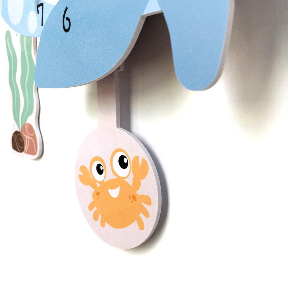 Kid's Pendulum Wall Clock - Whale 兒童搖擺掛牆鐘-鯨魚