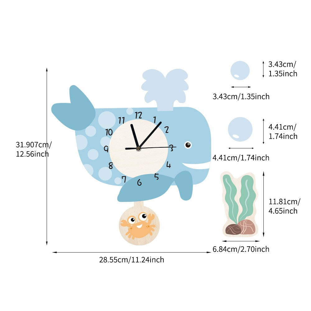 Kid's Pendulum Wall Clock - Whale 兒童搖擺掛牆鐘-鯨魚