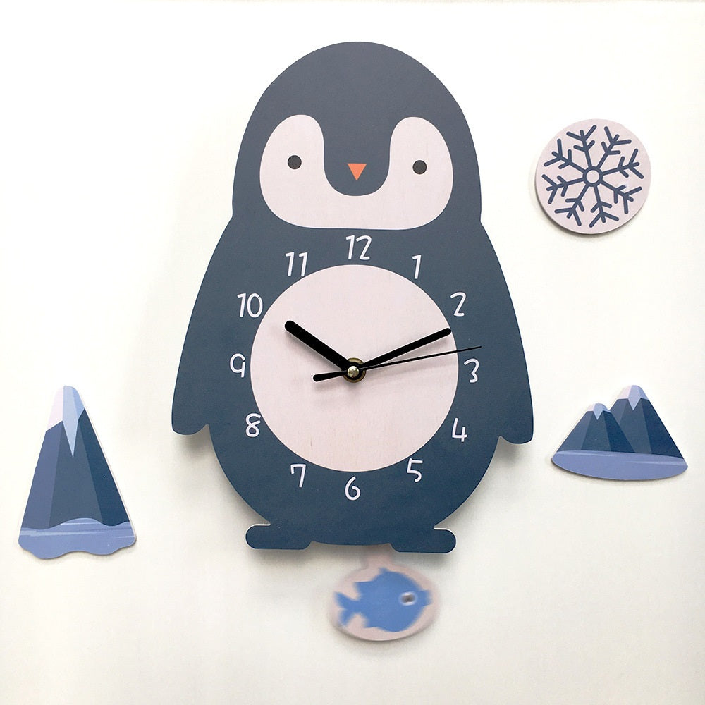 Kid's Pendulum Wall Clock - Penguin 兒童搖擺掛牆鐘-企鵝