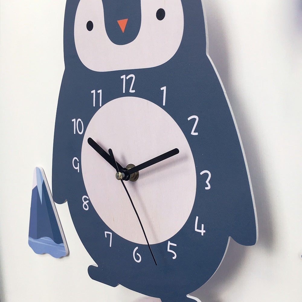 Kid's Pendulum Wall Clock - Penguin 兒童搖擺掛牆鐘-企鵝