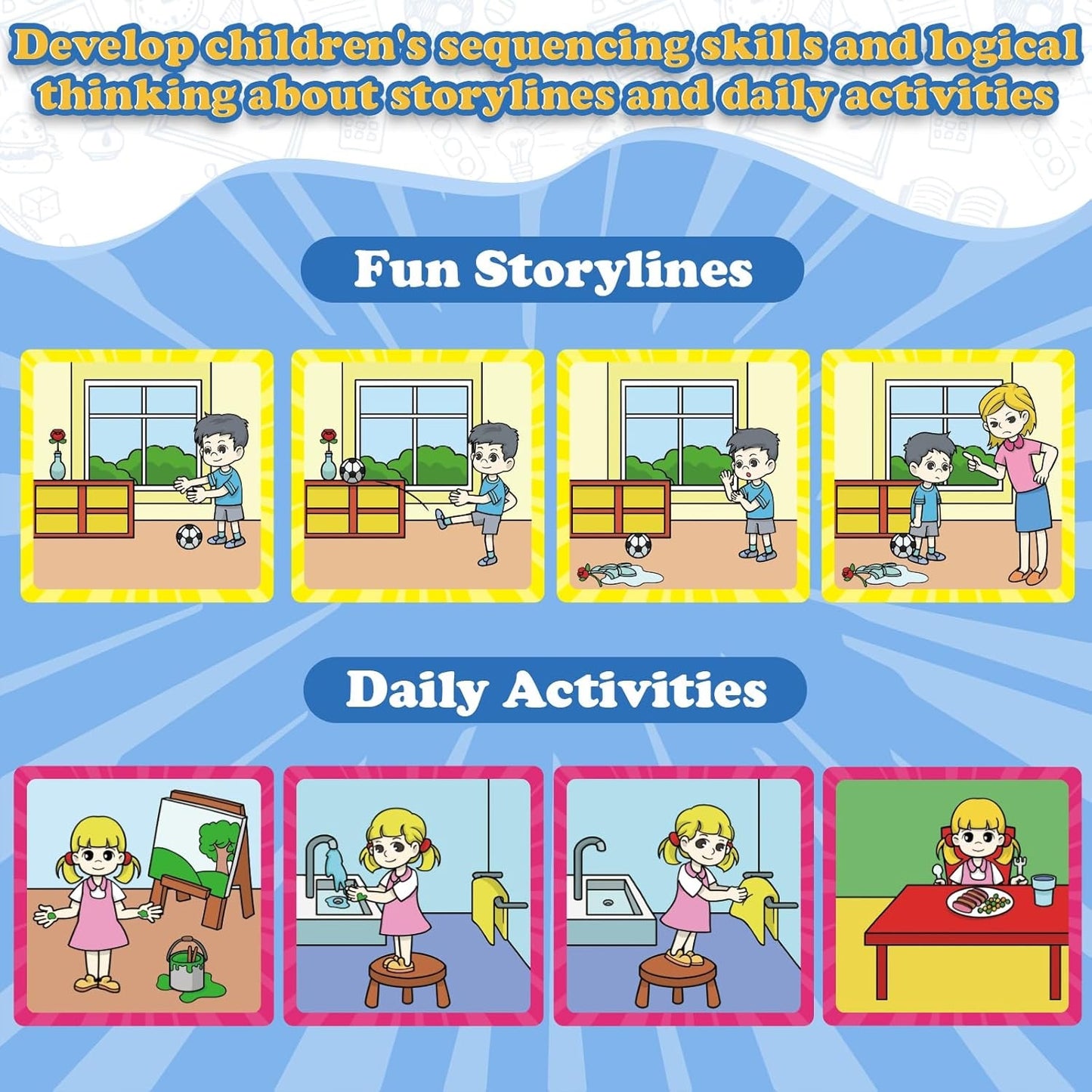 4-Scene Sequencing Cards (12 Activities) 1-2-3-4排序圖卡 (12情景)