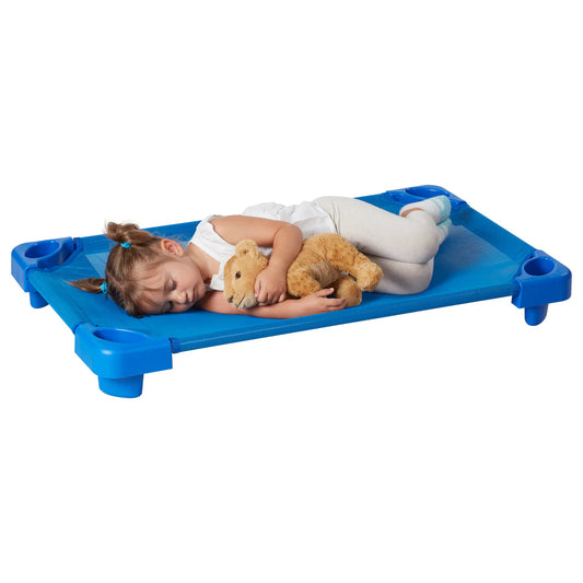 ECR4Kids Stackable Kiddie Cot, Toddler Size, Ready-to-Assemble - Blue 6-Pack 可堆疊幼兒床，幼兒尺寸，隨組裝 - 藍色6件裝