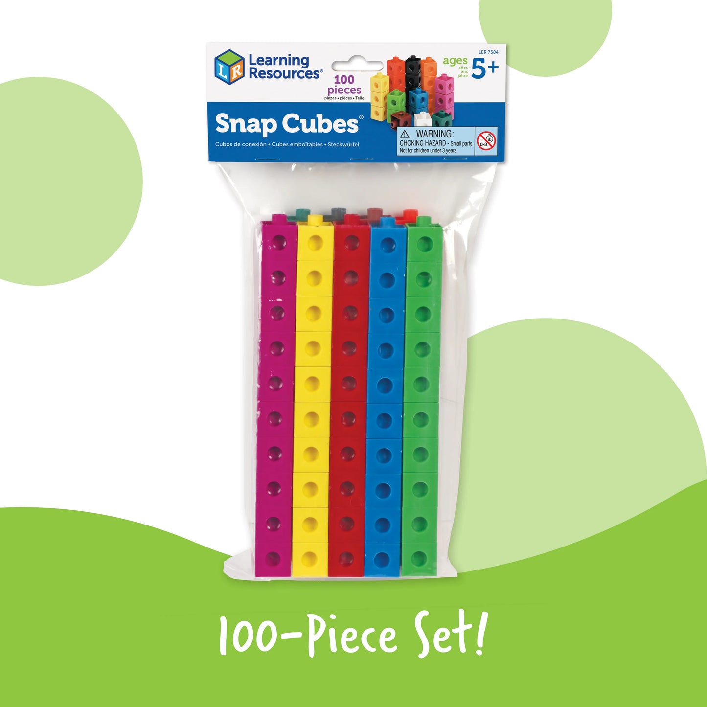 Learning Resources Snap Cubes Set of 100 (2cm cubes. 10 colors)