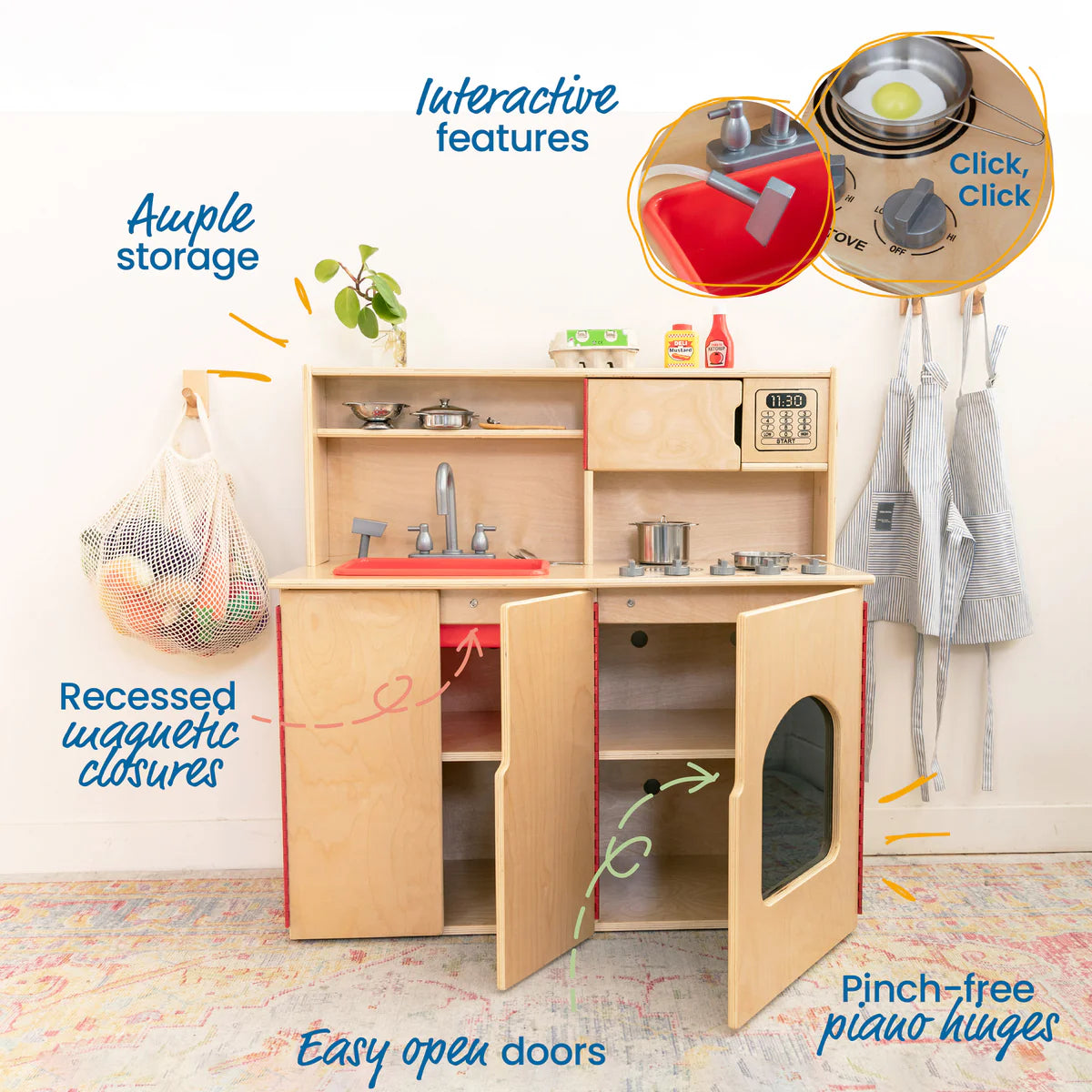 ECR4Kids 4-in-1 Kitchen, Sink, Stove, Oven, Microwave and Storage, Play Kitchen 4合1廚房玩具：水槽、爐具、烤箱、微波爐及儲物空間