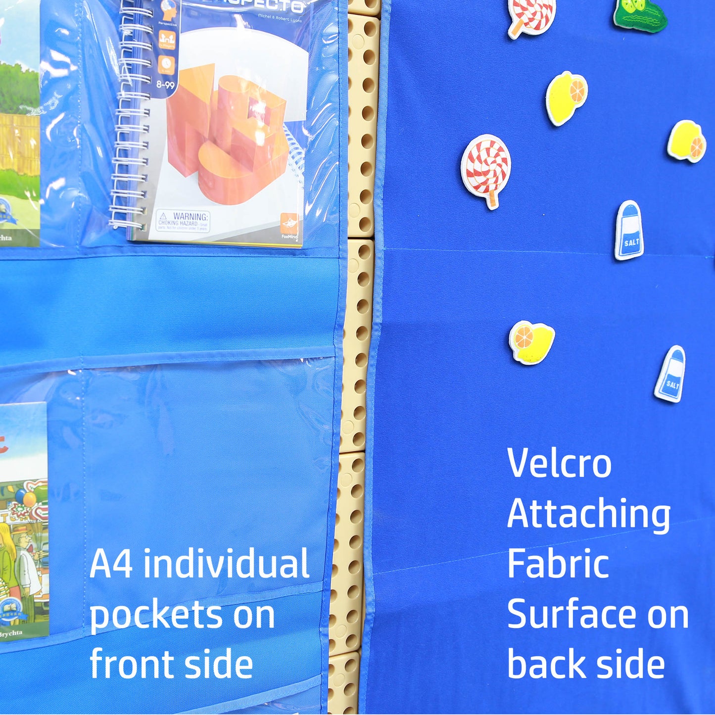 Masterkidz Pocket Chart and Velcro Attaching Fabric Surface Double-Sided 雙面可用插卡袋及魔術絨布