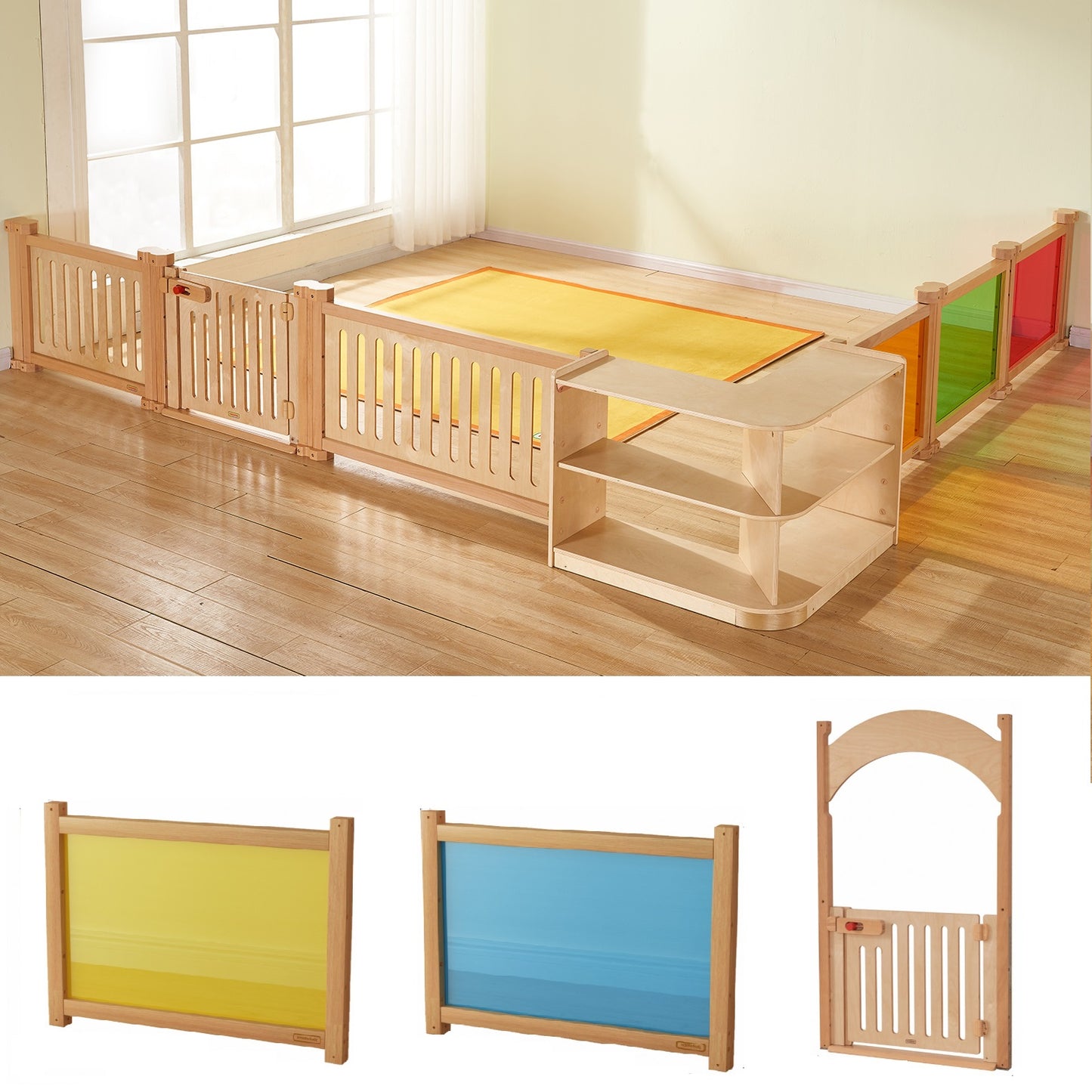 Masterkidz Solid Wood Fence, Gate and Divider Panel 實木多彩透視屏風圍欄與欄柵門組合