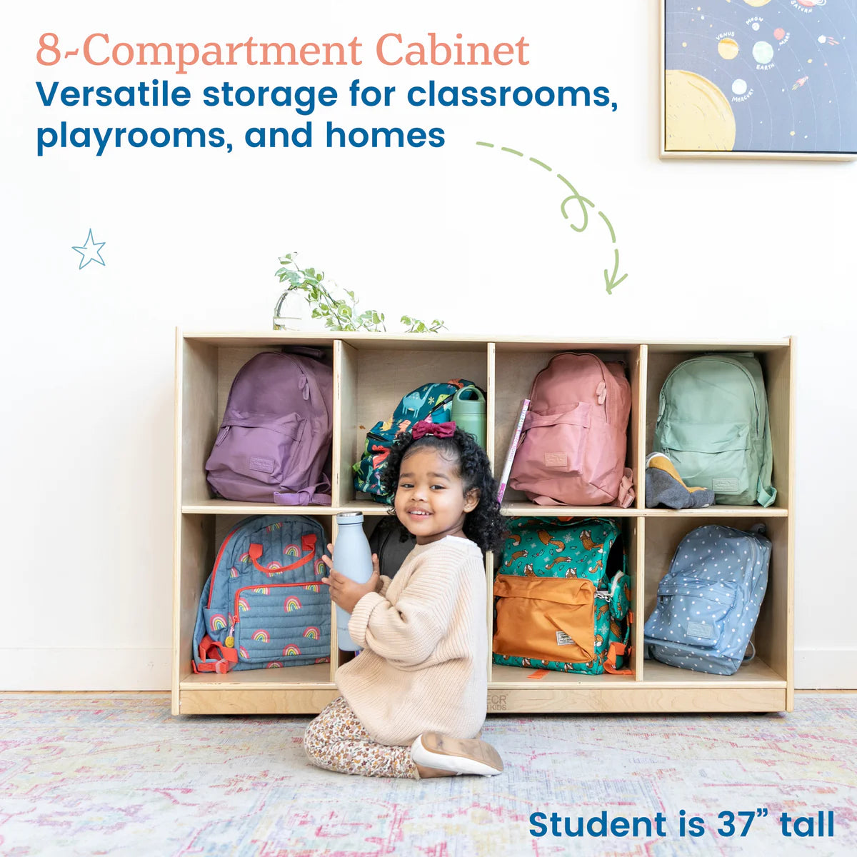 ECR4Kids 8-Compartment Mobile Backpack Storage Cabinet 八格移動背包儲物櫃