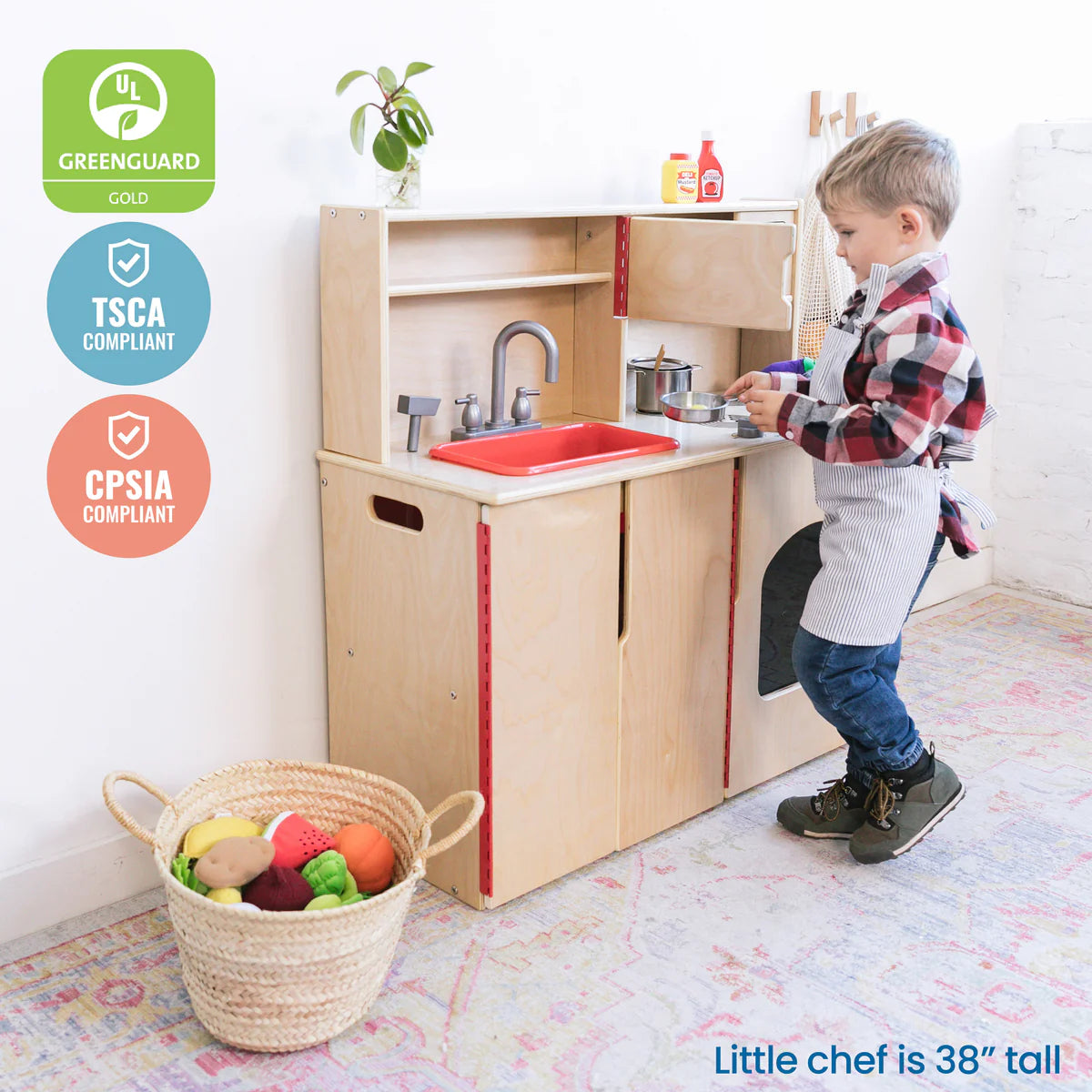 ECR4Kids 4-in-1 Kitchen, Sink, Stove, Oven, Microwave and Storage, Play Kitchen 4合1廚房玩具：水槽、爐具、烤箱、微波爐及儲物空間