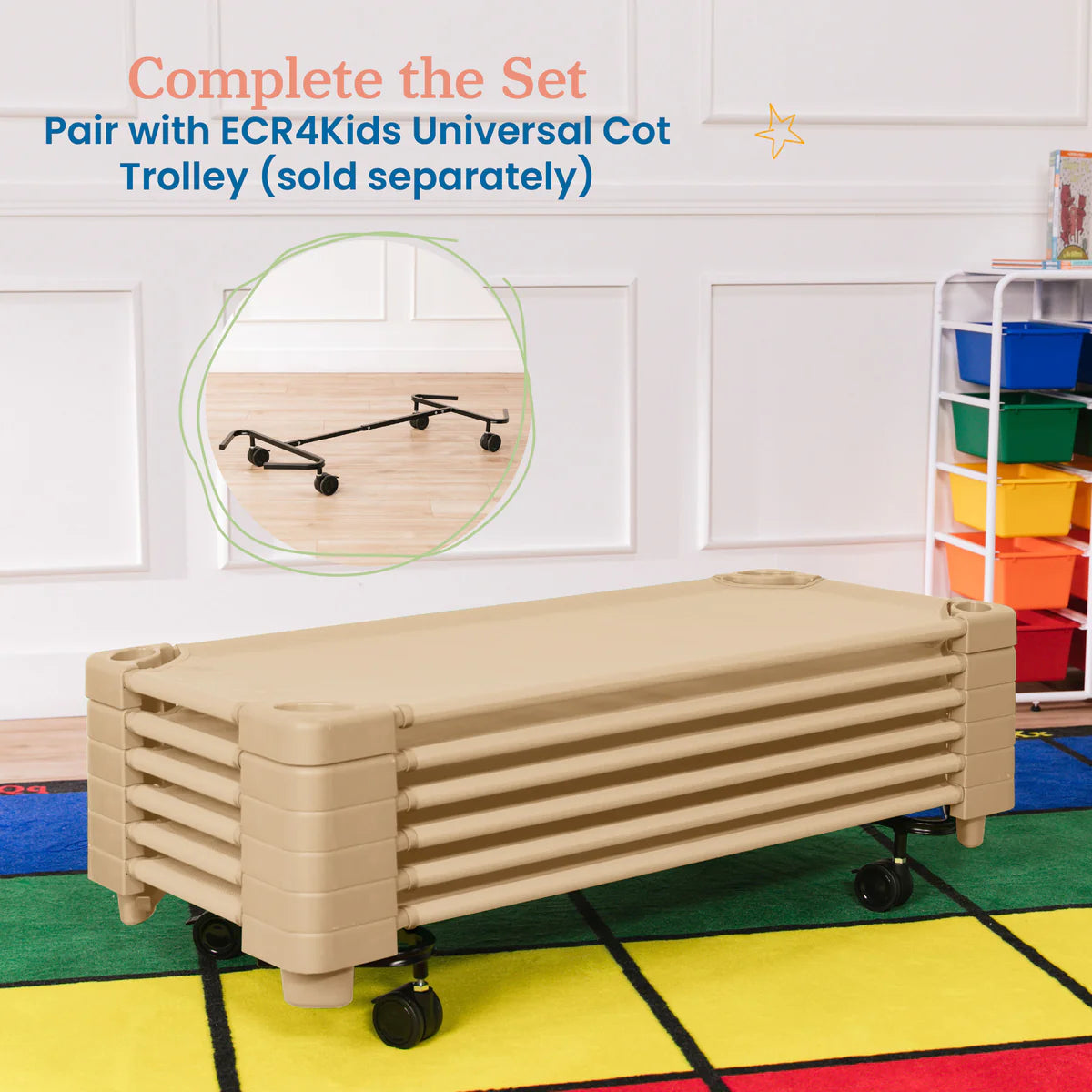 ECR4Kids Stackable Kiddie Cot, Standard Size, Ready-to-Assemble, 6-Pack 可堆疊幼兒床，標準尺寸，隨組裝，6件裝