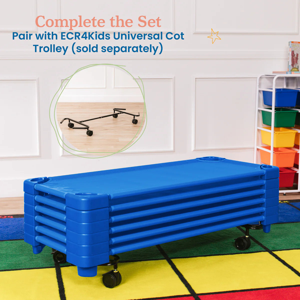 ECR4Kids Stackable Kiddie Cot, Standard Size, Ready-to-Assemble, 6-Pack 可堆疊幼兒床，標準尺寸，隨組裝，6件裝